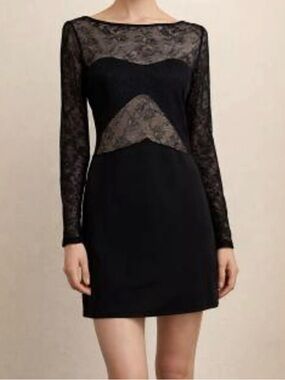 Chelsea & Violet Black Lace Long Sleeve Size Medium